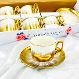 6 Persons Ceramic Tea cup & Saucer Set - Luxurious Design