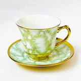 6 Persons Ceramic Cup & Saucer Set - Marble green