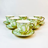 6 Persons Ceramic Cup & Saucer Set - Marble green