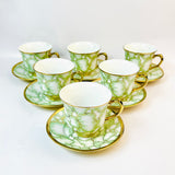 6 Persons Ceramic Cup & Saucer Set - Marble green