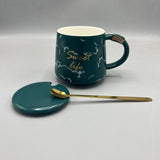 Nordic Green and Golden Cup with spoon - Sweet Life