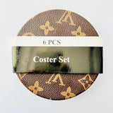 Leather Coasters - Set of 6 - LV Design