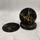 6 pcs Velvet Coaster Mats with Lightning Bolt Design - Black