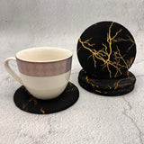 6 pcs Velvet Coaster Mats with Lightning Bolt Design - Black