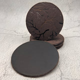 6 pcs Velvet Coaster Mats with Branch Design - Chocolate Brown