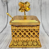 Royal Sugar pot - Golden with Flower Design