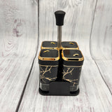 Salt & Pepper Set - Black & Golden