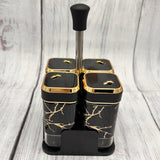 Salt & Pepper Set - Black & Golden