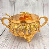 Shahi Sugar pot - Golden with Flower Design