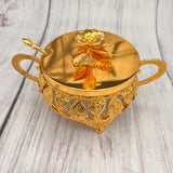 Shahi Sugar pot - Golden with Flower Design