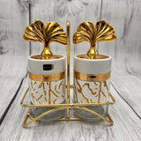 Salt & Pepper Set - White & Golden - 3 pcs