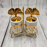 Salt & Pepper Set - White & Golden - 3 pcs