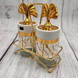 Salt & Pepper Set - White & Golden - 3 pcs