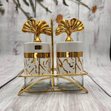 Salt & Pepper Set - White & Golden - 3 pcs