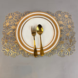 6 pcs Placemats - Golden Flower Design