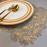 6 pcs Placemats - Golden Flower Design