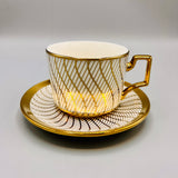 6 Persons Ceramic Tea cup & Saucer Set - Waveform Design