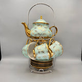 Turkish Style Tea Cup Set - Sea Green & Golden