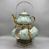 Turkish Style Tea Cup Set - Sea Green & Golden