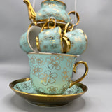 Turkish Style Tea Cup Set - Sea Green & Golden