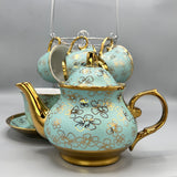 Turkish Style Tea Cup Set - Sea Green & Golden