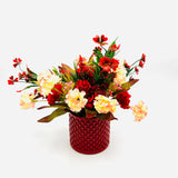 Flowers With Pots - Pink & Red Garden Roses - Red Pot