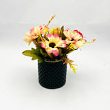 Flowers With Pots - Pink Garden Rose - Black Pot