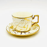 1 pc Bone China Teacup & Saucer Set - Marbline Design