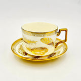1 pc Bone China Teacup & Saucer Set - Feather Design