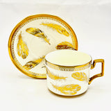 1 pc Bone China Teacup & Saucer Set - Feather Design