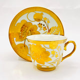 1 pc Bone China Teacup & Saucer Set - Golden Floral Design