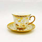 1 pc Bone China Teacup & Saucer Set - Golden Branches Design
