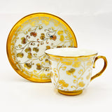 1 pc Bone China Teacup & Saucer Set - Golden Branches Design