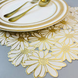 6 pcs Placemats - Golden & White Flower Design