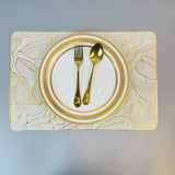6 pcs Placemats - Golden Banana Leaves Design