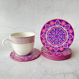 6 pcs Textured Leather Coaster Mats - Mauve