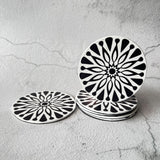 6 pcs Textured Leather Coaster Mats - Black & White