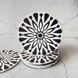 6 pcs Textured Leather Coaster Mats - Black & White