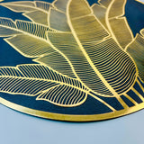 6 pcs Placemats - Golden & Black Leaves Design