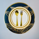 6 pcs Placemats - Golden & Black Leaves Design