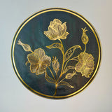 6 pcs Placemats - Golden & Black Flower Branches Design