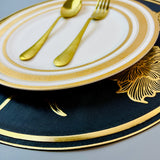 6 pcs Placemats - Golden & Black Flower Branches Design