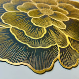 6 pcs Placemats - Golden & Black Flower Design