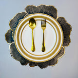 6 pcs Placemats - Golden & Black Flower Design