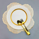 6 pcs Placemats - Golden & White Flower Design