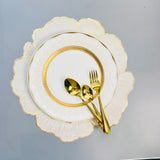 6 pcs Placemats - Golden & White Flower Design