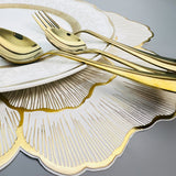 6 pcs Placemats - Golden & White Flower Design