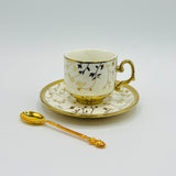 1 pc Bone China Teacup, Saucer & Tea Spoon-D4