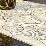 Vinyl Table Runner Classic White Leaf Style