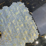 Vinyl Table Runner Classic Gray & Golden Color Flower Style